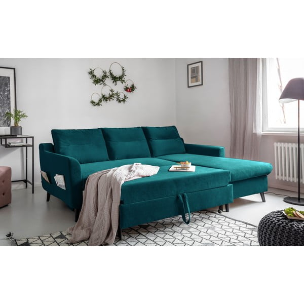 Türkiissinine sametine nurgadiivanvoodi, parem nurk Stylish Stan - Miuform-image-4