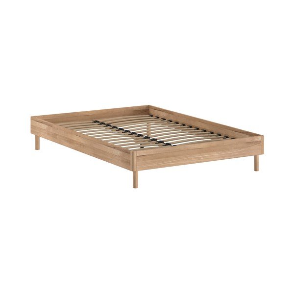 Kaheinimesevoodi tammepuidust ilma peatsita ja liistudest raamiga 140x200 cm naturaalses värvitoonis Forrest - Vipack