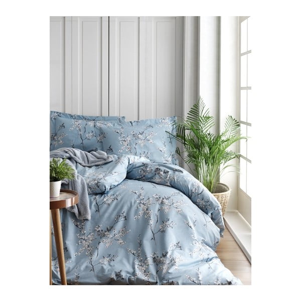 Kahekorruseline voodipesu ranforce puuvillase linaga Sinine, 200 x 220 cm Chicory - Mijolnir