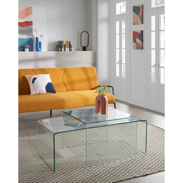 Klaasist diivanilaud 50x110 cm Burano - Kave Home-image-1