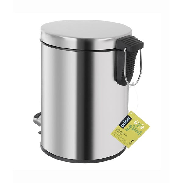 Pedaaliga roostevabast terasest prügikast, läikiv hõbedane 3 l - Orion-image-3