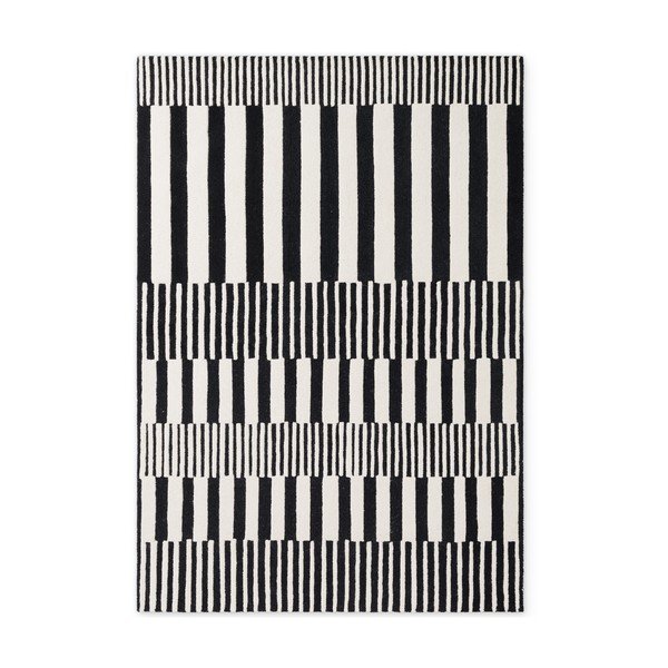 Mustvalge käsitsi kootud villane vaip 120x180 cm Stryve Pulse - Elle Decoration