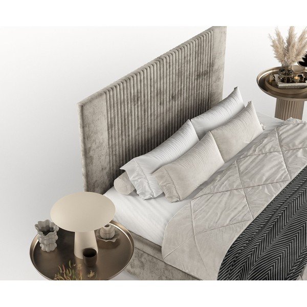 Beež polsterdatud kaheinimesevoodi koos panipaigaga 180x200cm Mavel - Maison de Rêve-image-1