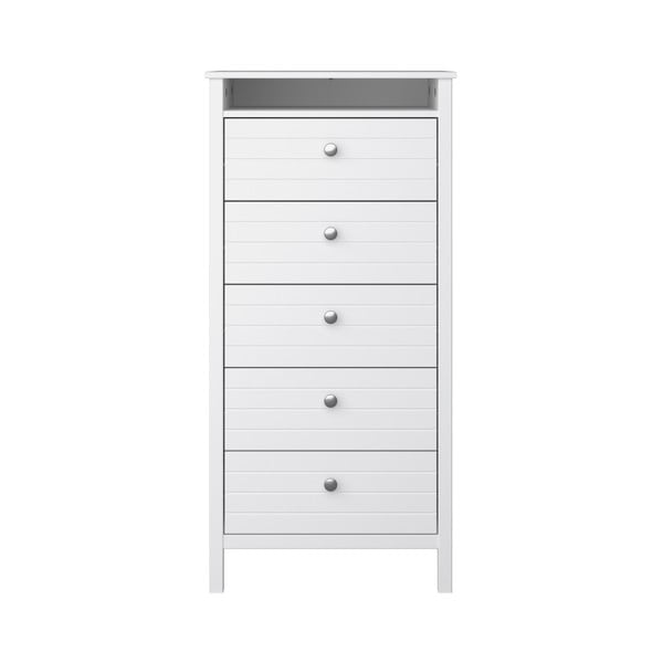 Bílá úzká komoda s 5 zásuvkami Steens New York, výška 120 cm