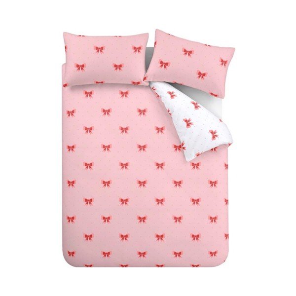 Roosa pikendatud voodipesu kaheinimesevoodile 230x220 cm Dotty Bows - Sassy B