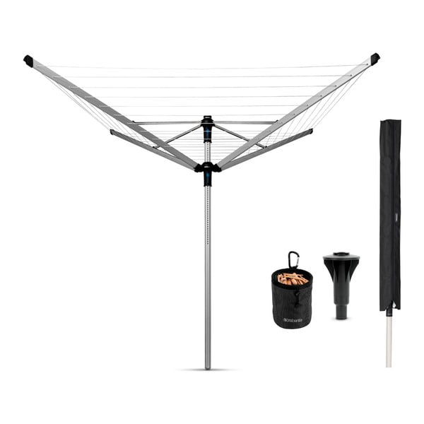 Hõbedane välitingimustes kasutatav pesukuivatusrest 60 m Lift-o-Matic Advance – Brabantia