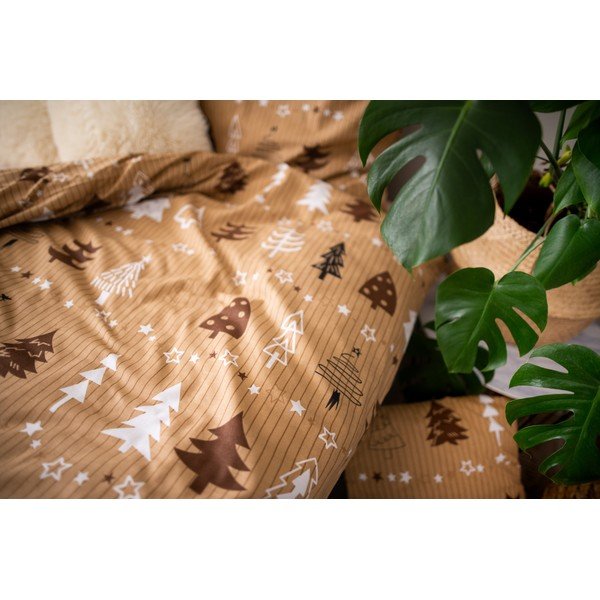 Pruun puuvillane ühekordne voodipesu Trees, 140 x 200 cm - Cotton House-image-3