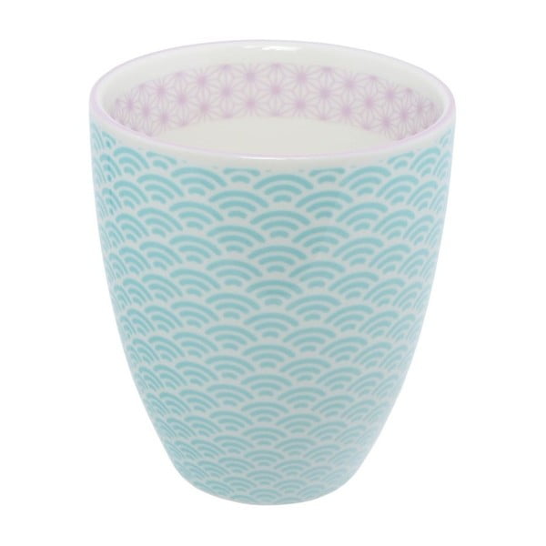 Světle modrý hrnek na čaj s růžovým zdobením Tokyo Design Studio Wave