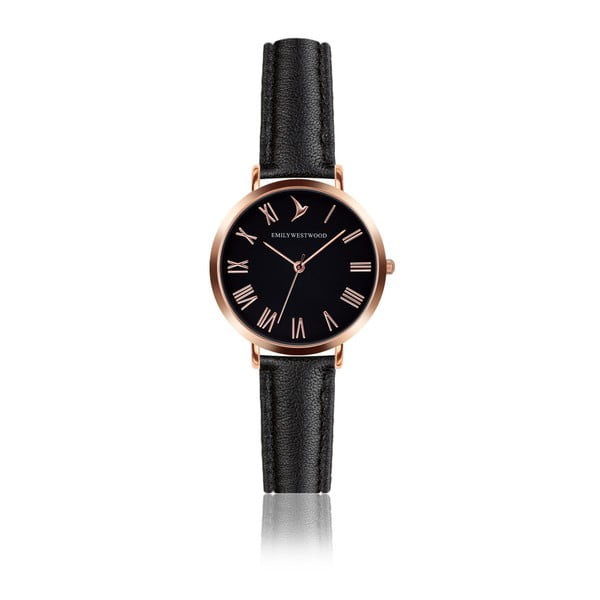 Dámské hodinky s černým páskem z pravé kůže Emily Westwood Night