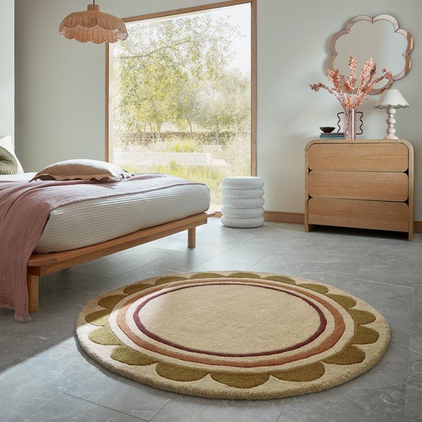 Käsitsi kootud villane ümmargune vaip naturaalses värvitoonis ø 120 cm Lois - Flair Rugs-image-1