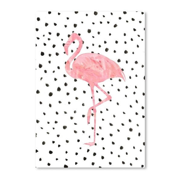 Plakát Americanflat Flamingo on Polka, 30 x 42 cm