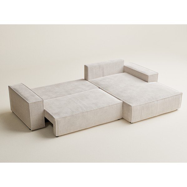 Kreemjas šenilldiivanvoodi/panipaigaga nurgadiivan (parem nurk/diivanvoodiga) Maze - Maison de Rêve-image-4