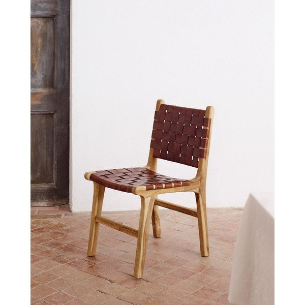 Konjakipruunid nahast söögitoolid 2 tk komplektis Calixta - Kave Home-image-1