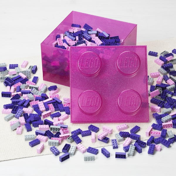 Roosa plastikust laste hoiukast 25x25x18 cm - LEGO®-image-3