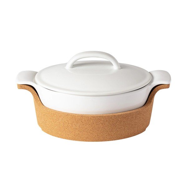 Bílá kameninová mísa na polévku s korkovým lůžkem Casafina Ensemble, 1,93 l