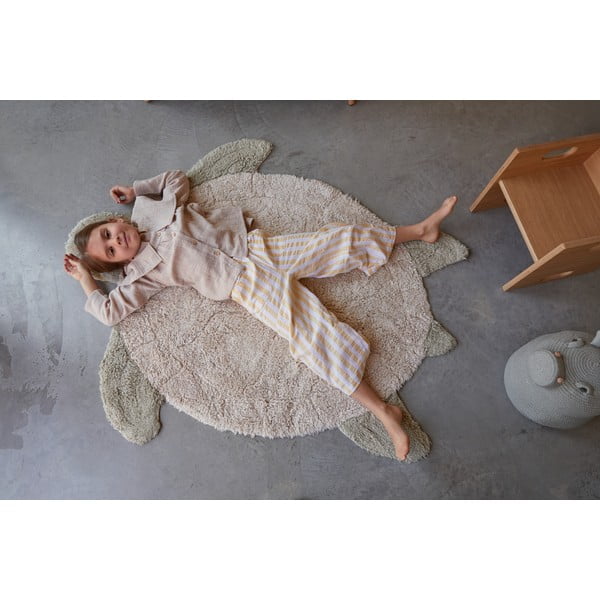 Beež pestav käsitsi kootud puuvillane laste vaip 110x130 cm Sea Turtle - Lorena Canals-image-4