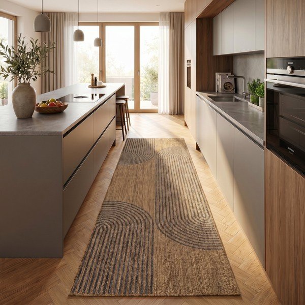 Must/pruun sise- ja välistingimustes kasutatav jooksja 80x250 cm Mira 1453 - Ayyildiz Carpets-image-1
