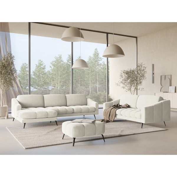 Kreemjas sametne nurgadiivan (vasakpoolne nurk) Nalu - Makamii-image-1