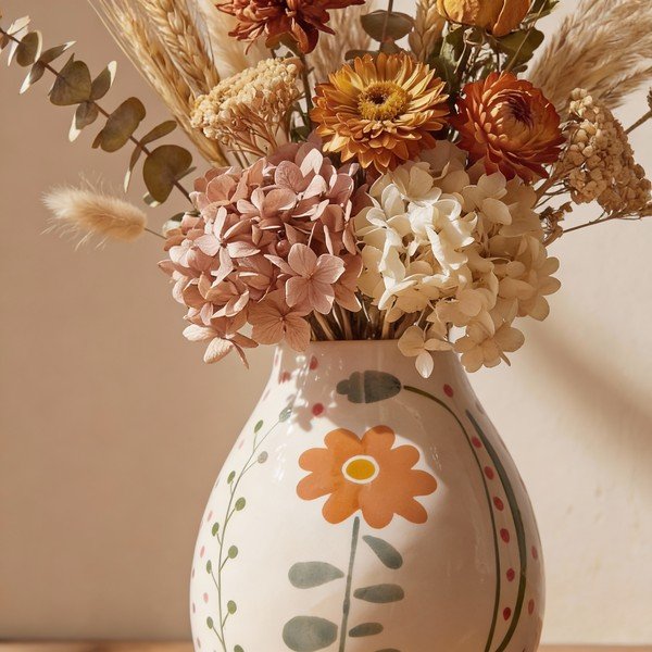 Kreem käsitsi maalitud kivikeraamikast vaas (kõrgus 17 cm) Taza - Bloomingville-image-2