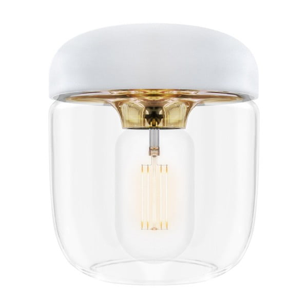 Valge lambivarju kuldse Acorn-sokliga, ⌀ 14 cm - UMAGE