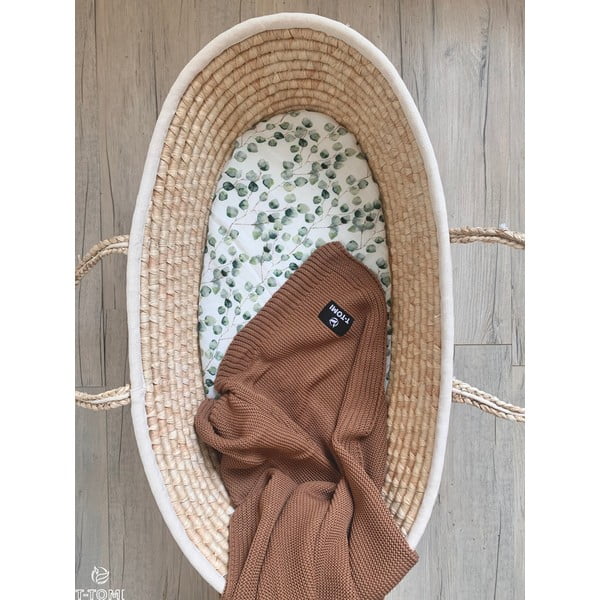 Pruun kootud puuvillane beebitekk, 80 x 100 cm. Autumn waves - T-TOMI-image-1