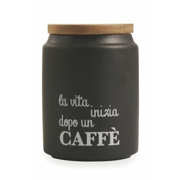 Černá dóza na kávu s bambusovým víčkem Villa d'Este Idee
