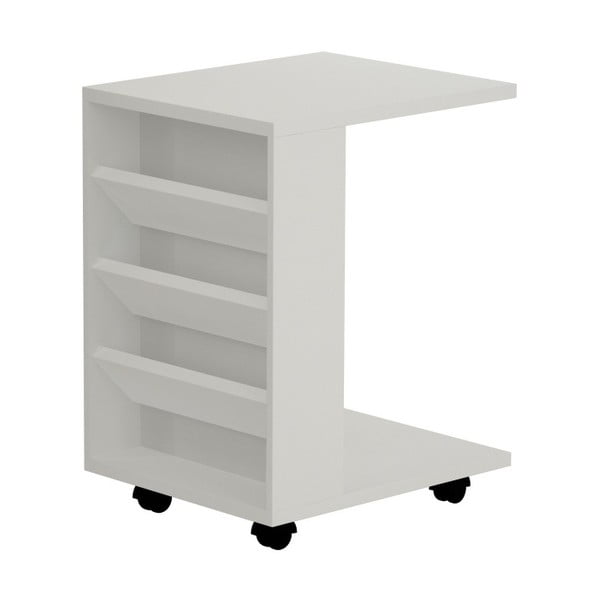 Bílý příruční stolek na kolečkách Section White