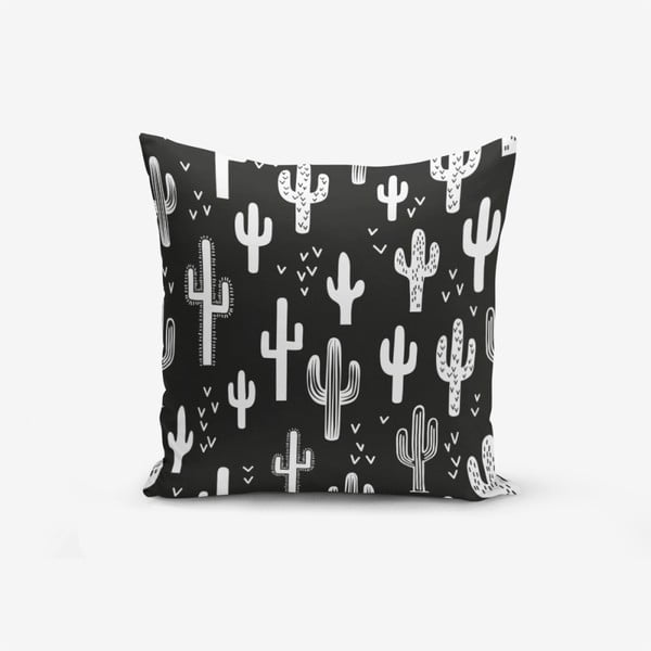 Must-valge puuvillasegu padjapüür Must-valge kaktus Duro, 45 x 45 cm - Minimalist Cushion Covers