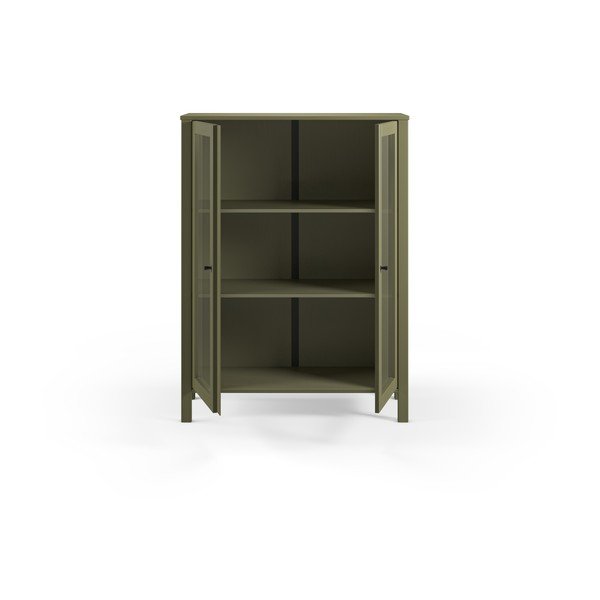 Rohelise männipuidust vitriinkapp 90x120x40 cm Alessandra - Marckeric-image-3