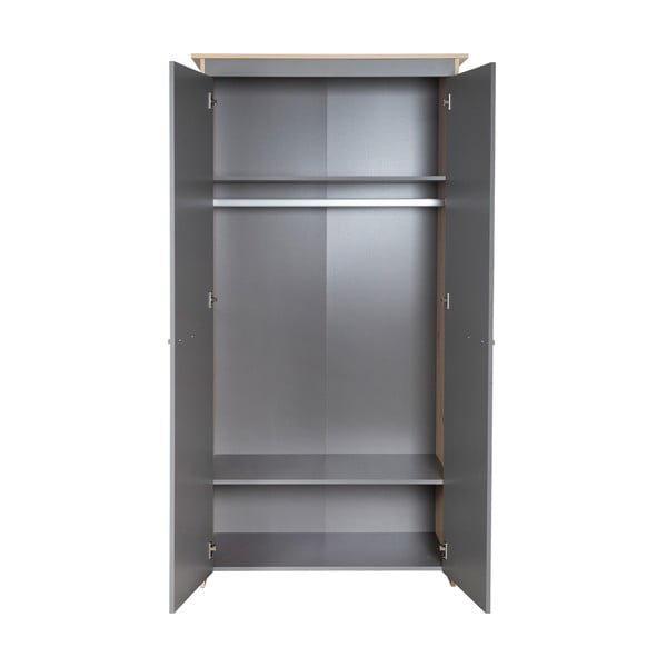 Antratsiidi ja naturaalvärvi laste riidekapp tammepuust 50x190x96 cm Anna - Roba-image-4