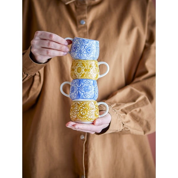 Sinised/oranžid kivikeraamikast espressotassid 4tk komplektis 155 ml Milton - Bloomingville-image-1