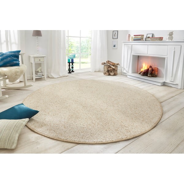 Kreem ümmargune vaip ø 133 cm Wolly – BT Carpet-image-1
