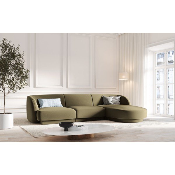 Roheline sametine nurgadiivan (parem nurk) Miley - Micadoni Home-image-1
