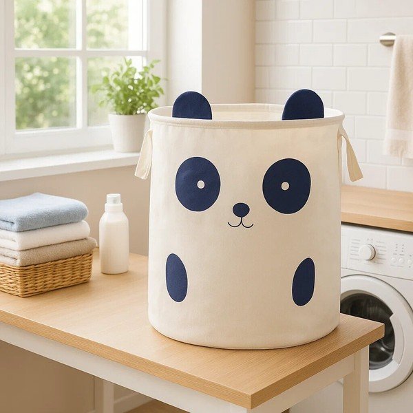 Valgest riidest laste mänguasjakorv ø 38x48 cm Mimo Panda Face - Premier Housewares-image-4