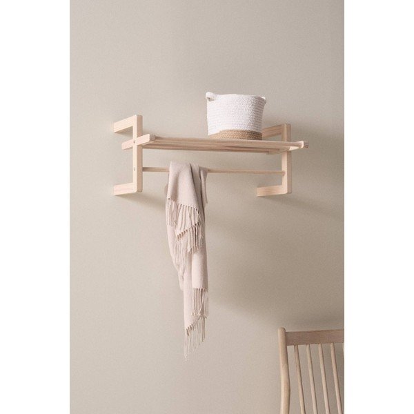 Heleda naturaalse värvi männipuidust seinariiul riiuliga 70 cm Eddison - Jotex-image-1