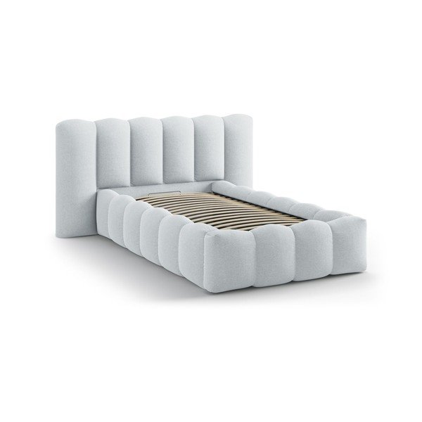 Helehall polsterdatud üheinimesevoodi koos panipaiga ja voodipõhjaga 90x200 cm Lupine - Micadoni-image-2