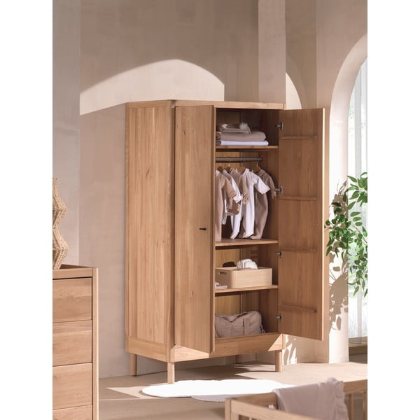 Tammepuidust naturaalset värvi laste riidekapp 100x190x55 cm Forrest - Vipack-image-4