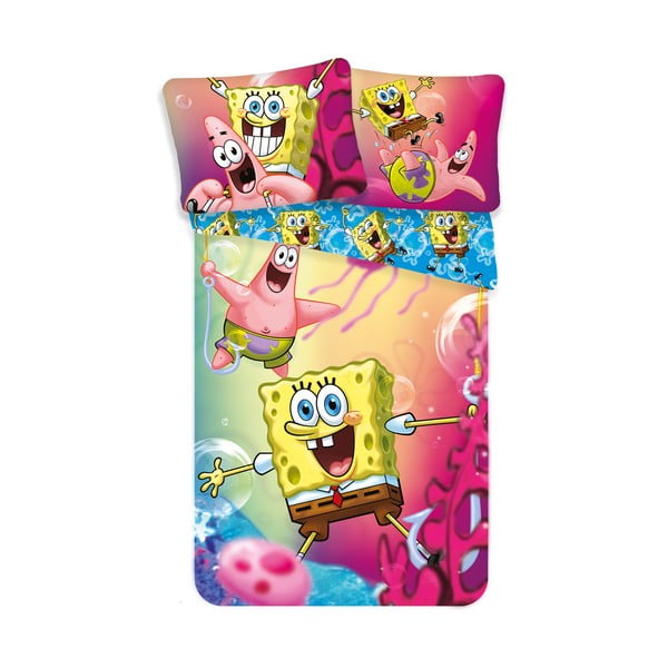Puuvillane lastevoodipesu üheinimesevoodile 140x200 cm Sponge Bob - Jerry Fabrics