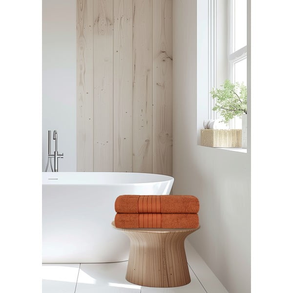 Tellisevärvi puuvillased froteerätikud 2 tk komplektis 70x140 cm - Good Morning-image-1