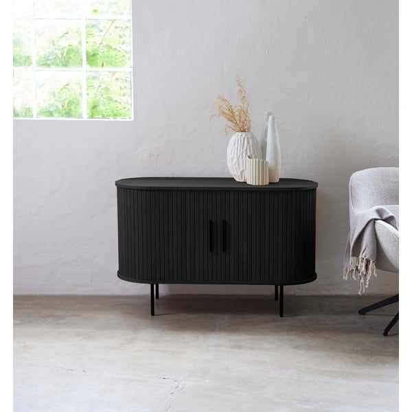 Must tammespoonist lükandustega kummut 120x76x45 cm Nola - Unique Furniture-image-1