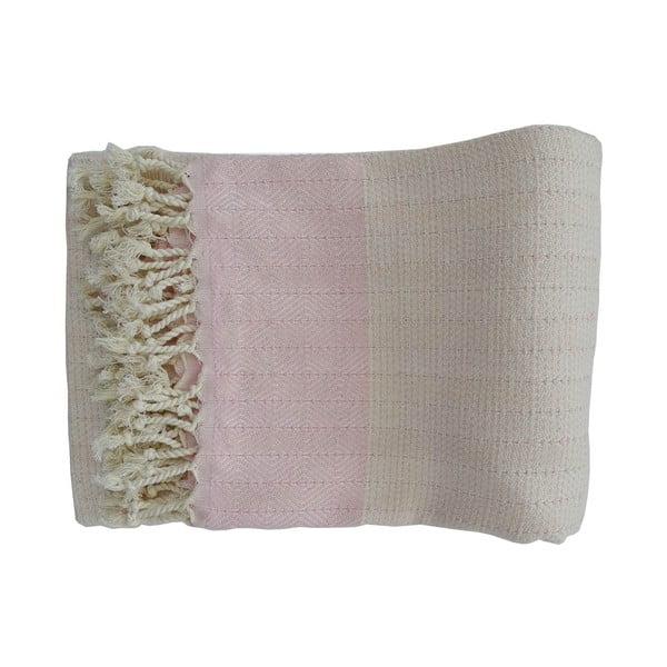 Růžovo-bílá ručně tkaná osuška z prémiové bavlny Homemania Nefes Hammam, 100 x 180 cm