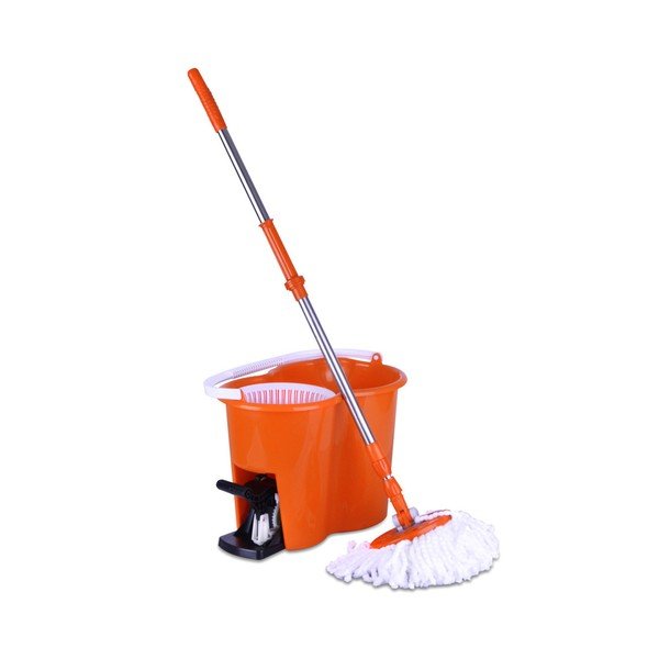 Oranžový set mopu se ždímačem a kyblíkem Orion Vortex