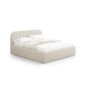 Kreemjas polsterdatud kaheinimesevoodi, koos panipaiga ja restiga 200x200 cm Juno – Windsor & Co Sofas
