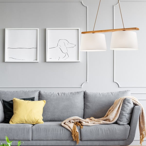 Pruun rippvalgusti tekstiilist varjuga ø 35 cm Aida - LAMKUR-image-1