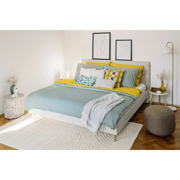 Beeži värvi kaheinimesevoodi koos riiuliga 180x200 cm Elyna - Bobochic Paris-image-1