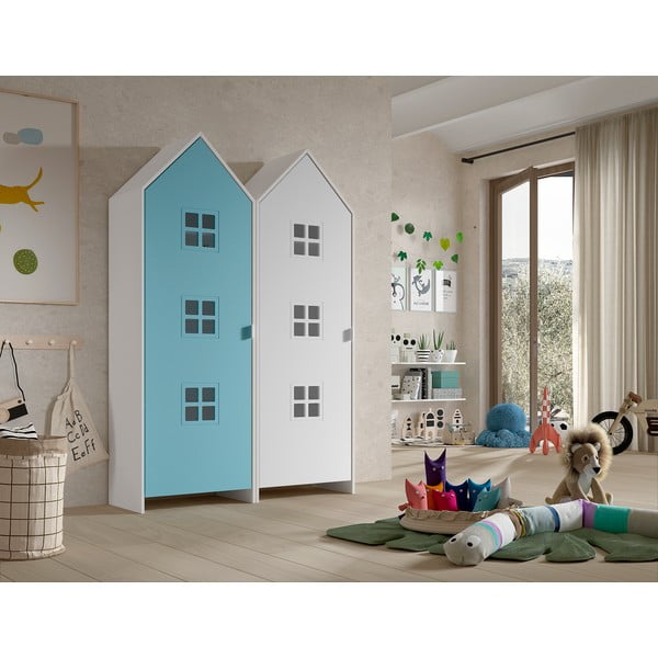 Valge-helesinine laste riidekapp 115x171,5 cm CASAMI BRUGES - Vipack-image-1