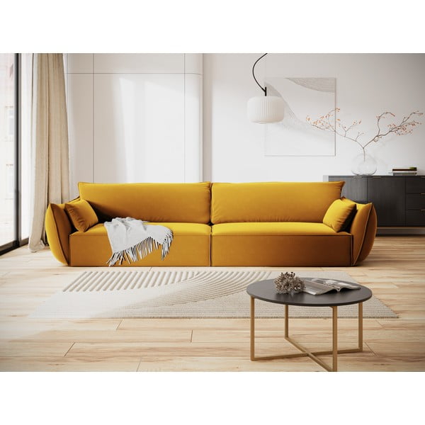 Sinepivärvi sametist diivan 248 cm Vanda - Mazzini Sofas-image-1