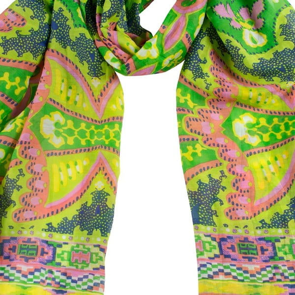 Šátek s příměsí hedvábí Shirin Sehan Gina Lime-image-1