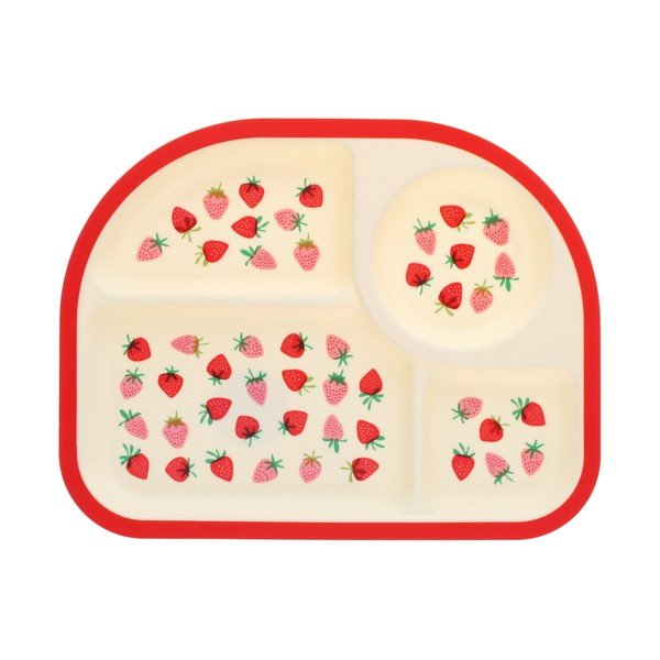 Punane/beež plastmassist lastetaldrik 21x27 cm Little Strawberry - Rex London