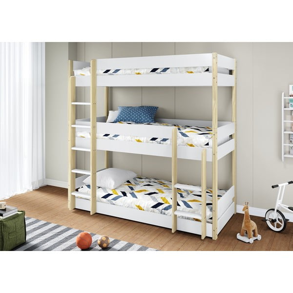 Valge-puiduvärvi laste narivoodi 90x190 cm Valka - Marckeric-image-2